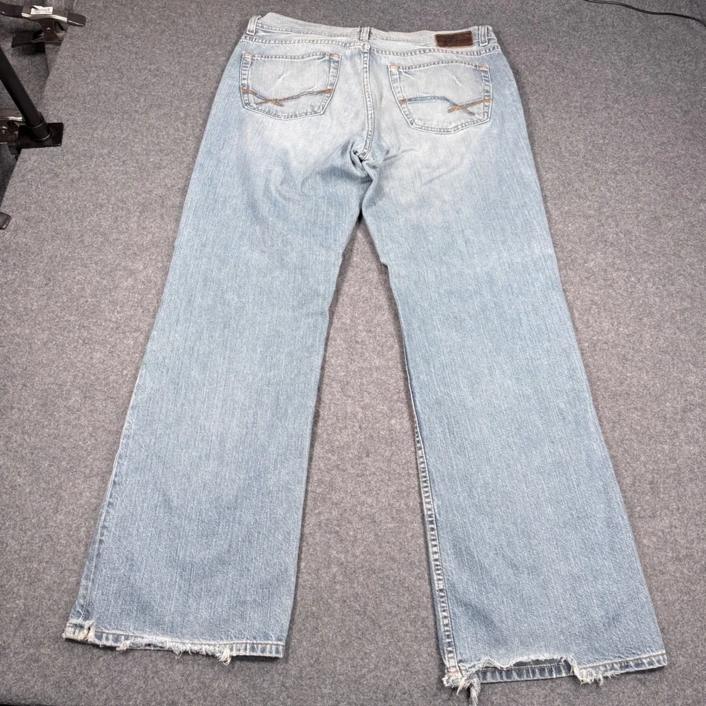 BKE Alec Mens Light Wash Distressed Bootcut Denim Jeans 100% Cotton 38x32